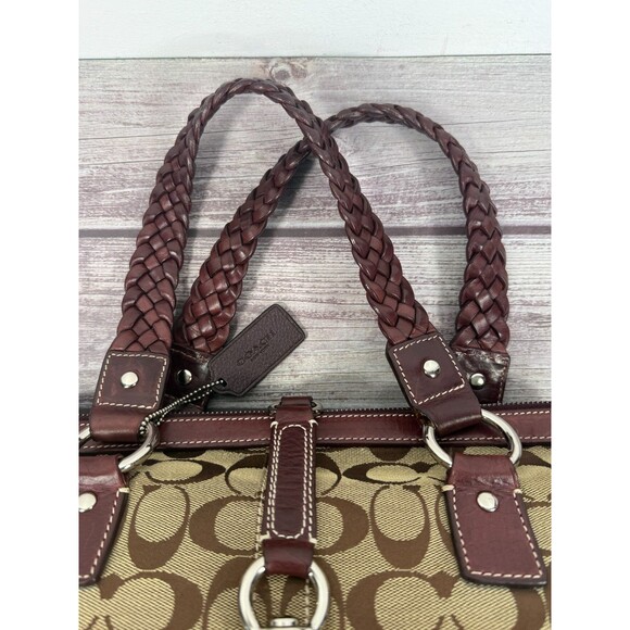 Vintage COACH Signature Jackie 3563 Hobo Shoulder Bag Canvas Leather Burgundy - Picture 10 of 17